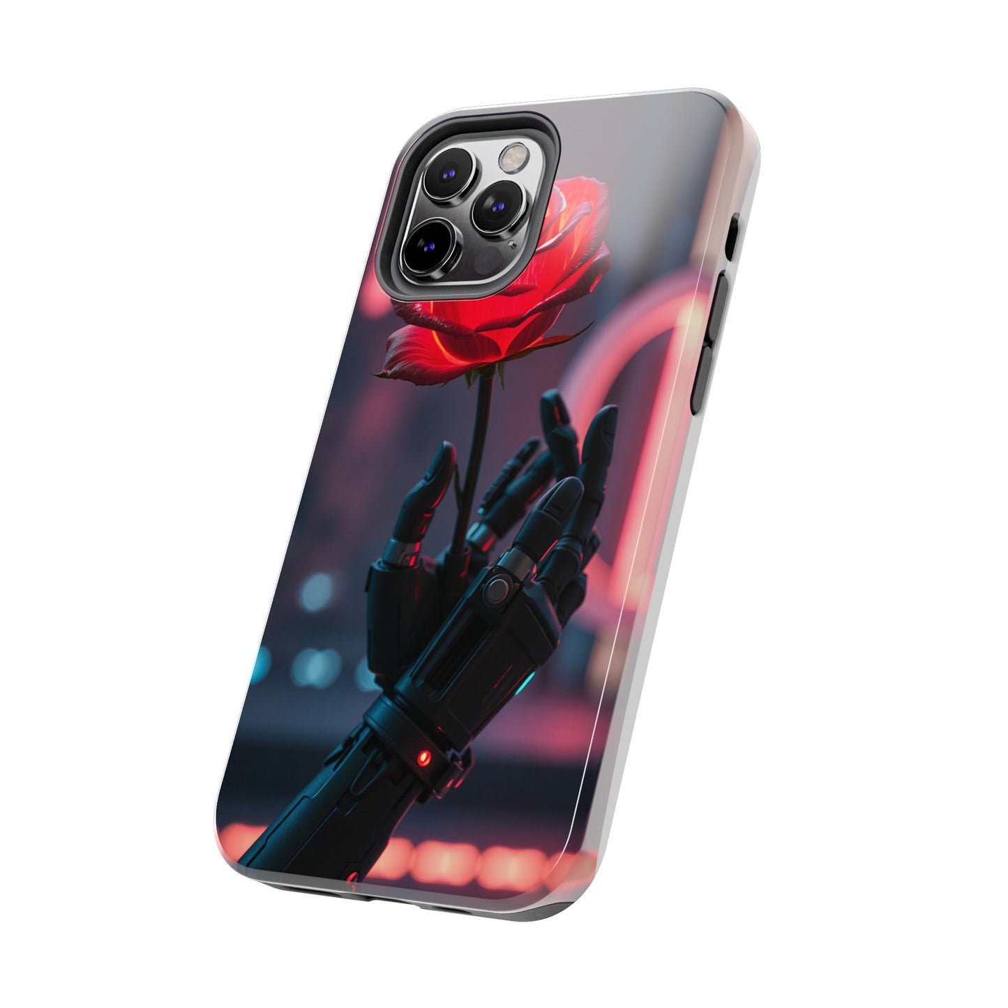Futuristic Tough Phone Case with Robotic Rose Design | Durable Protection