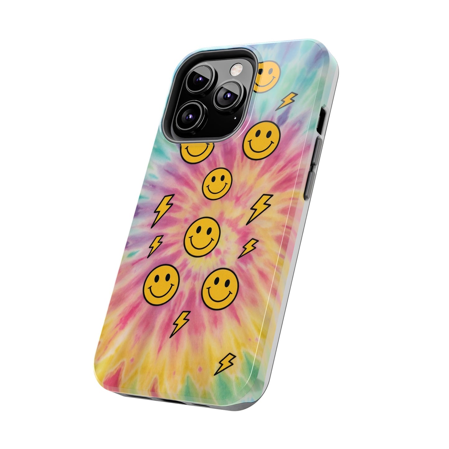 Colorful Smiley Lightning Tough Phone Case - Fun & Durable