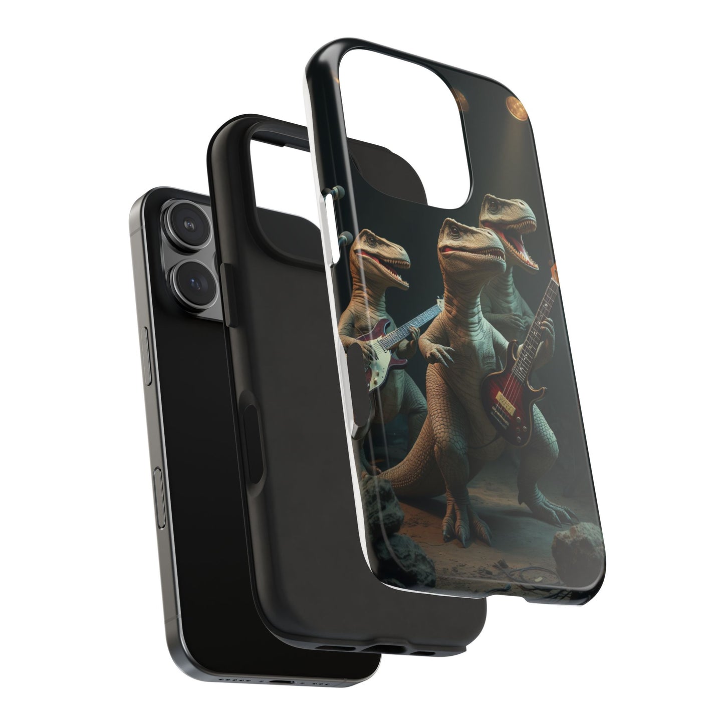 Rockin' Dinosaur Tough Phone Cases - Perfect for Music Lovers and Kids!