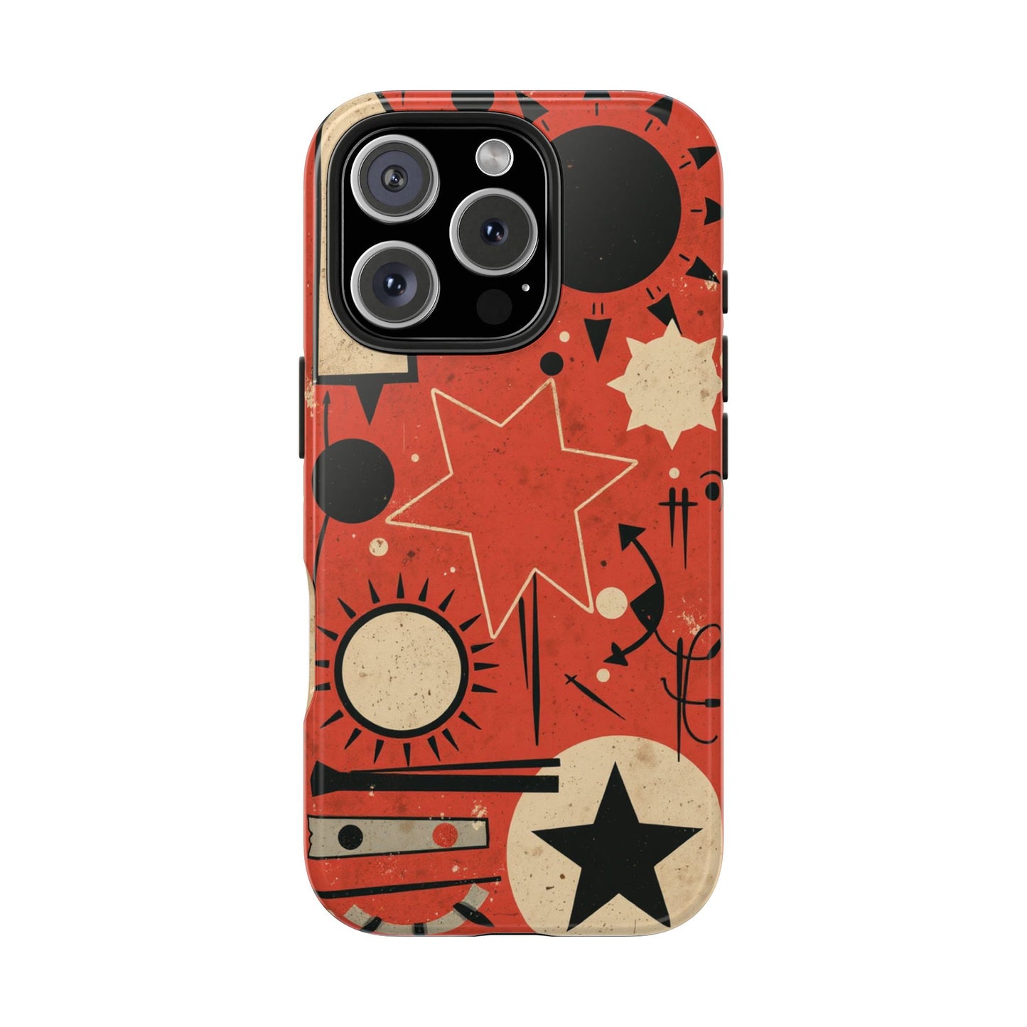 Retro Bold Tough Phone Case - Unique Geometric Design - for iPhone