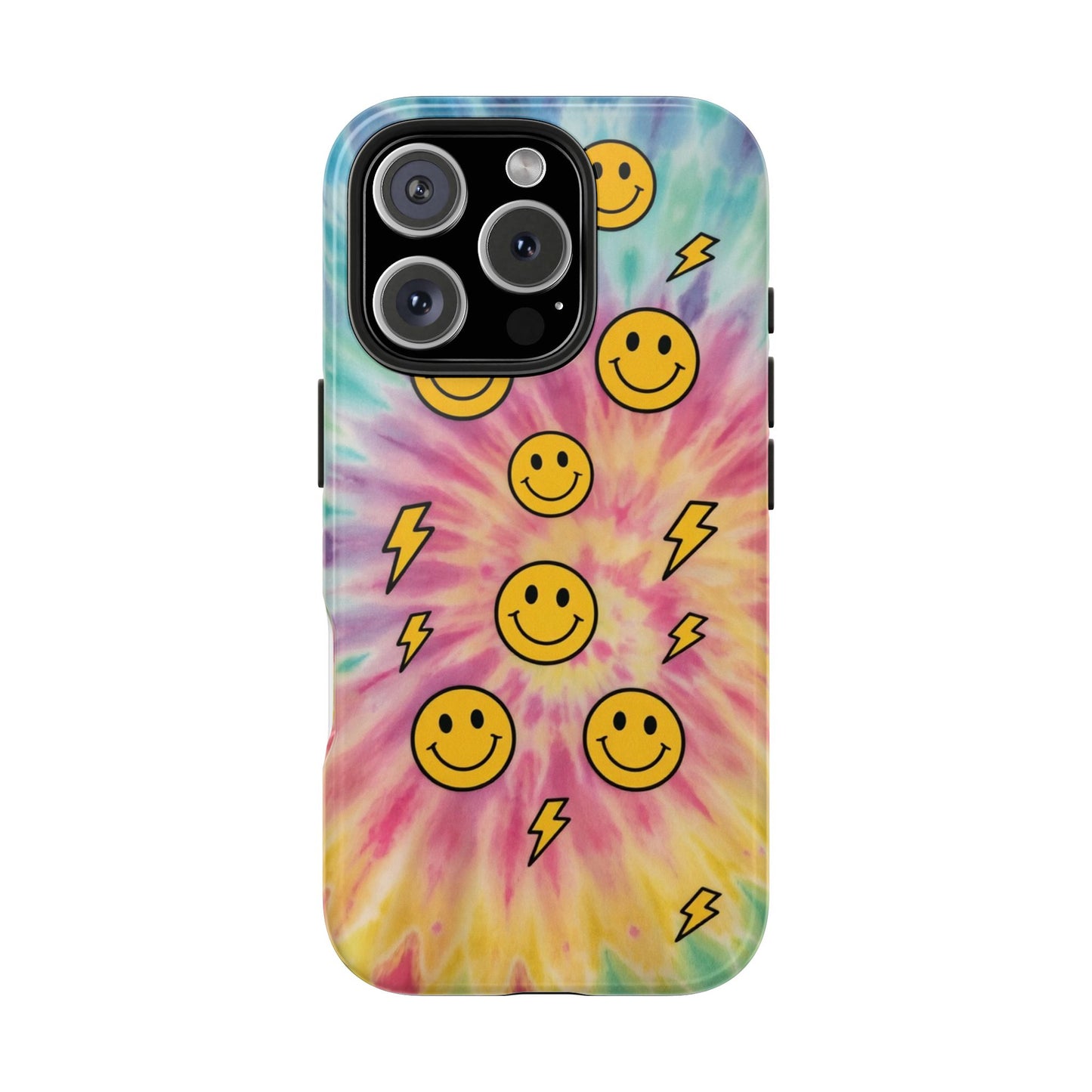 Colorful Smiley Lightning Tough Phone Case - Fun & Durable