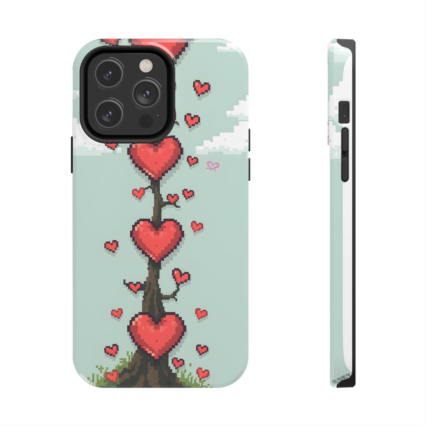 Pixelated Love Hearts Tree | Tough Phone Case - Cute Design - for iPhone