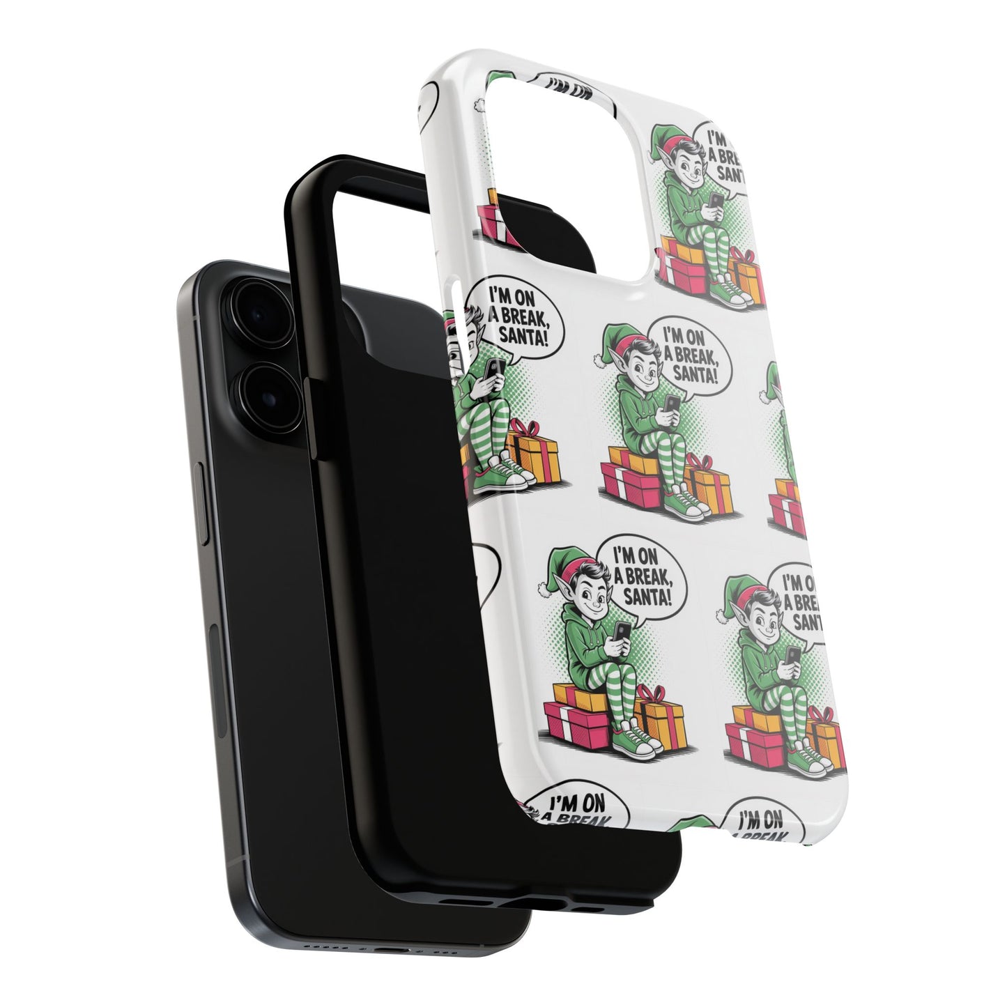 Christmas Elf Tough Phone Case - I'm on a Break, Santa Pattern!