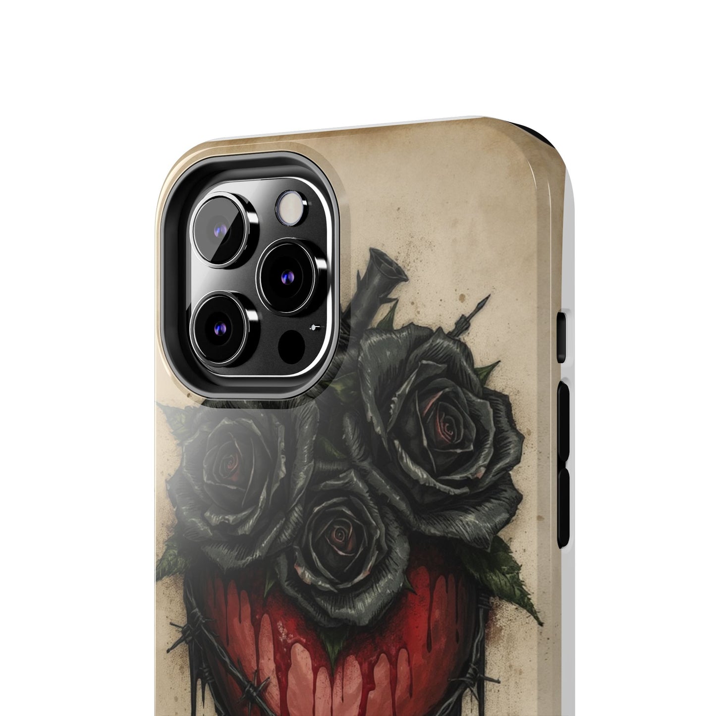 Gothic Heart Phone Case with Roses - Tough & Durable Design