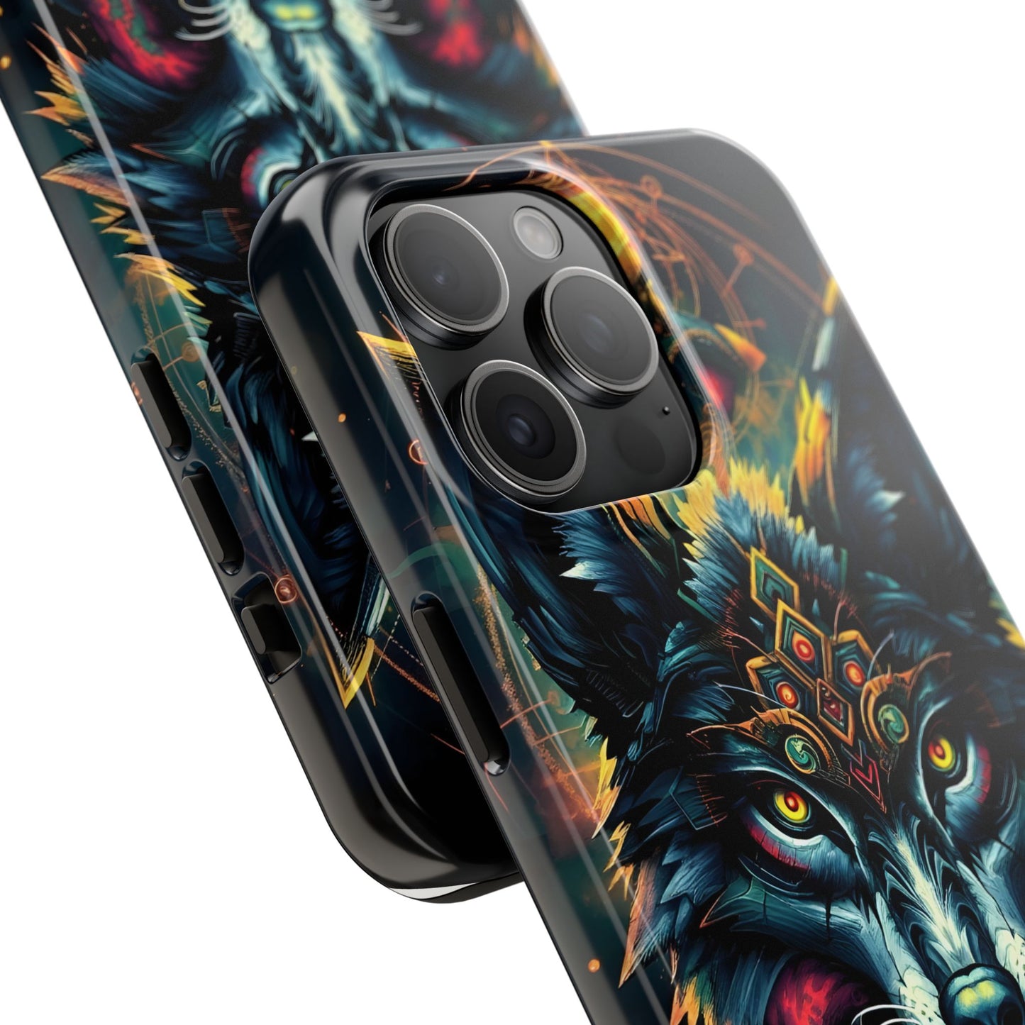Vibrant Mystical Wolf Art Tough Phone Case - Durable & Unique Design for Animal Lovers - for iPhone