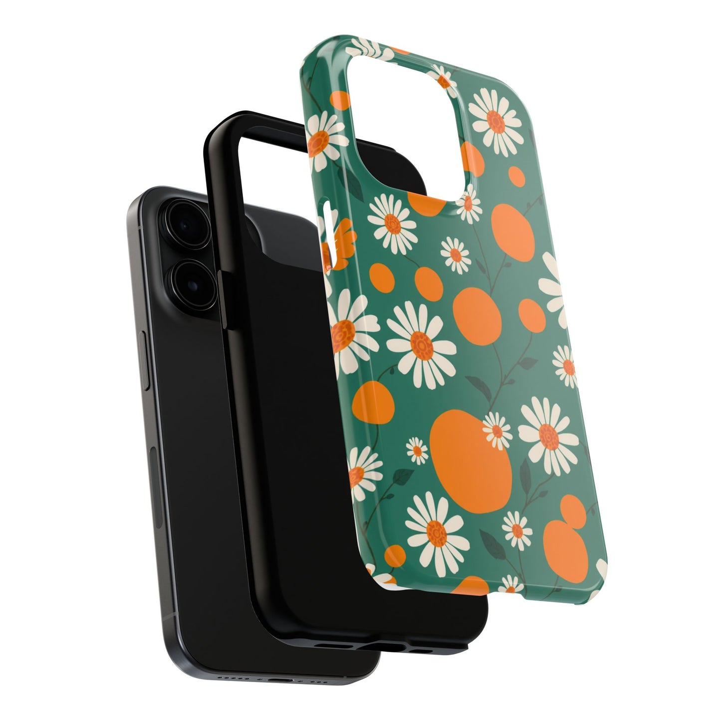 Floral Tough Phone Case - Daisy & Orange Design