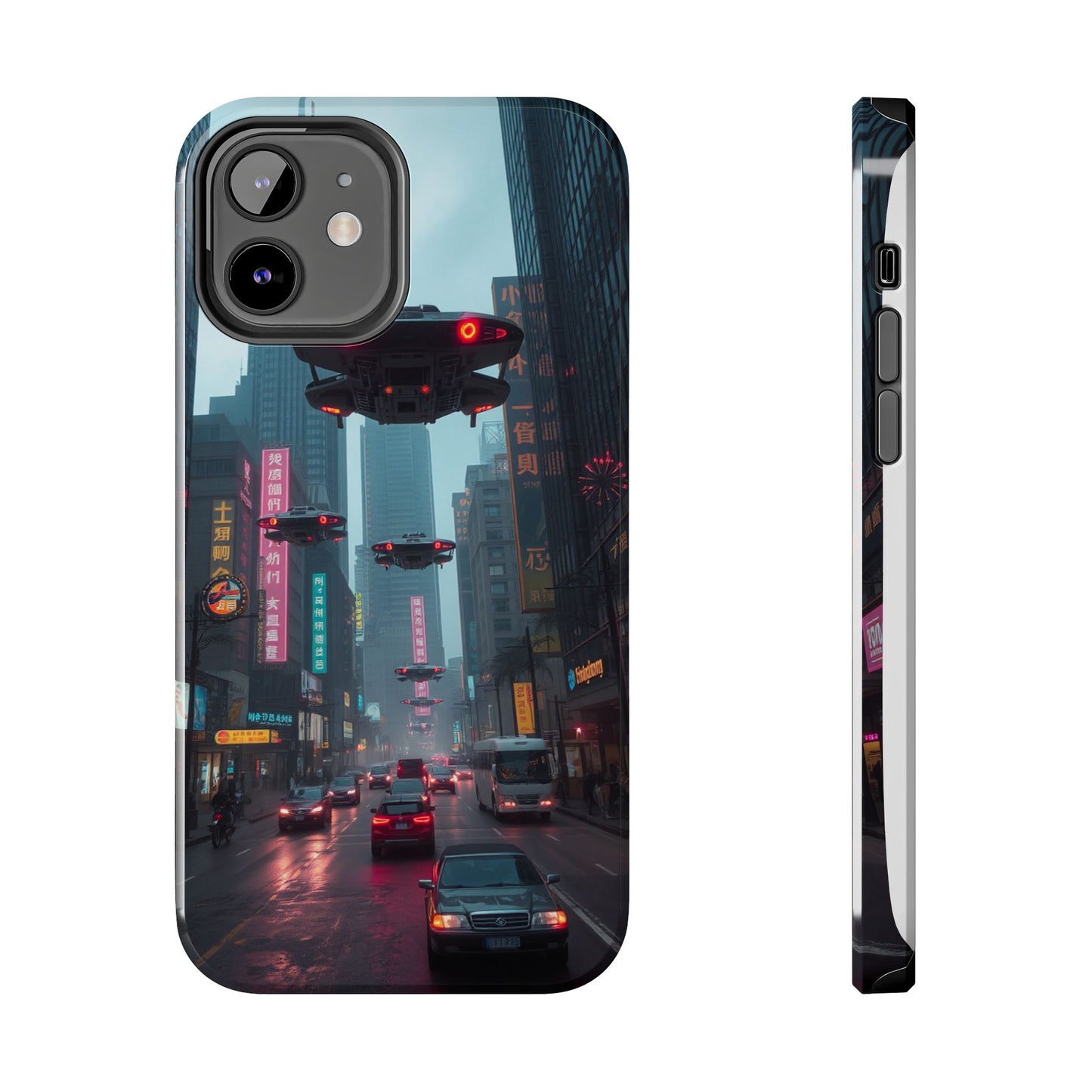 Futuristic City Tough Phone Case - Sci-Fi Design for Urban Explorers