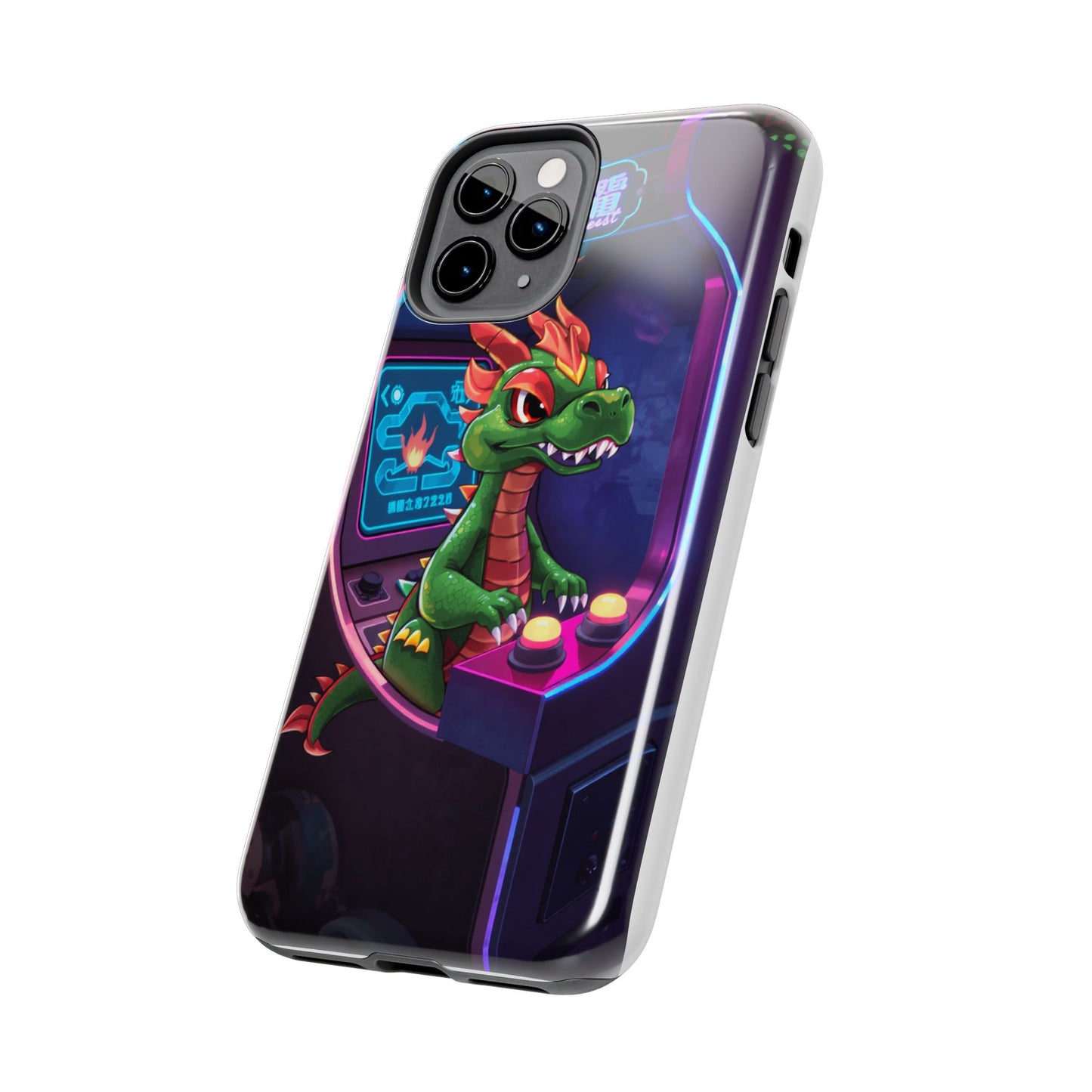 Retro Gamer Tough Phone Case with Dragon Design