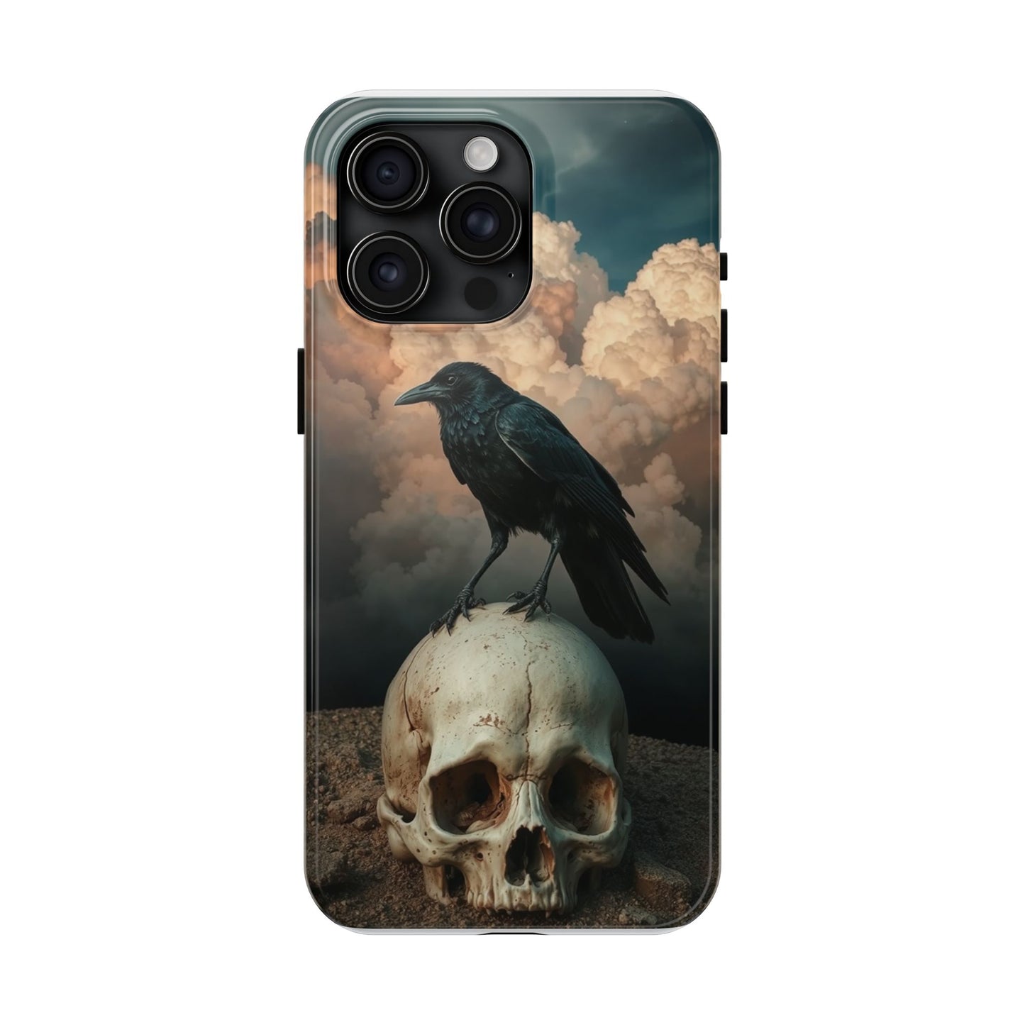 Gothic Raven Skull Tough Phone Case - Unique Protective Cover for Halloween Lovers