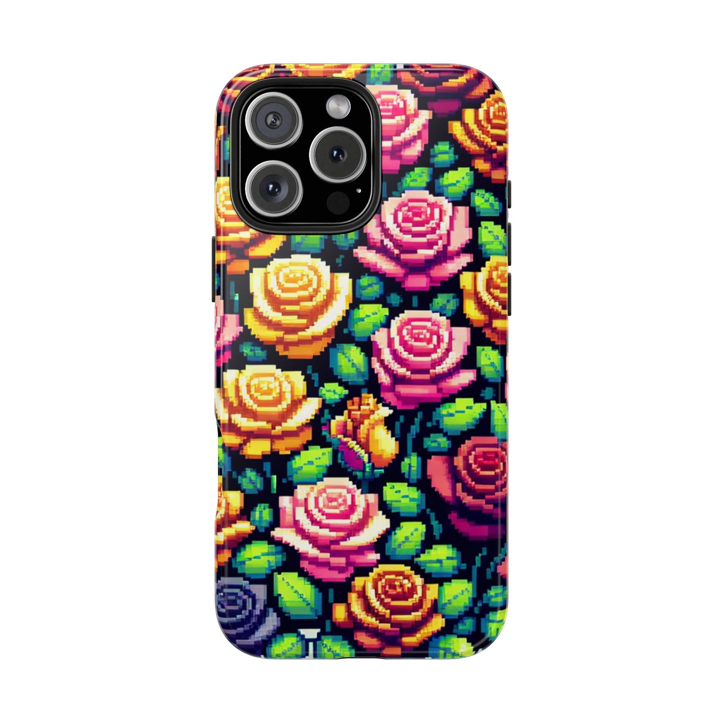 Pixel Art Roses Tough Phone Case - Stylish Protection - for iPhone