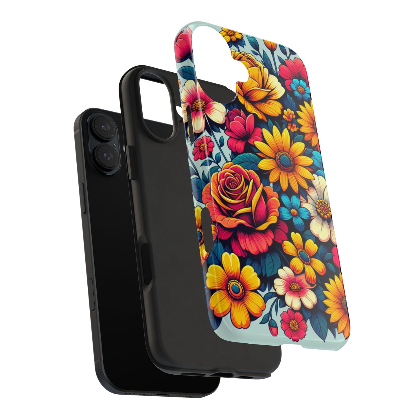 Vibrant Floral Tough Phone Case - Colorful Flower Design - for iPhone