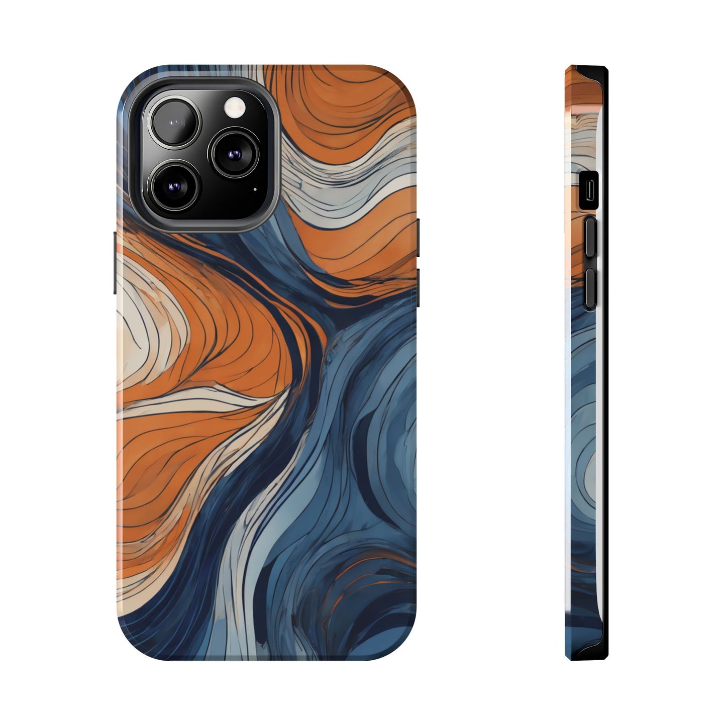 Artistic Tough Phone Case - Vibrant Abstract Waves Design - for iPhone
