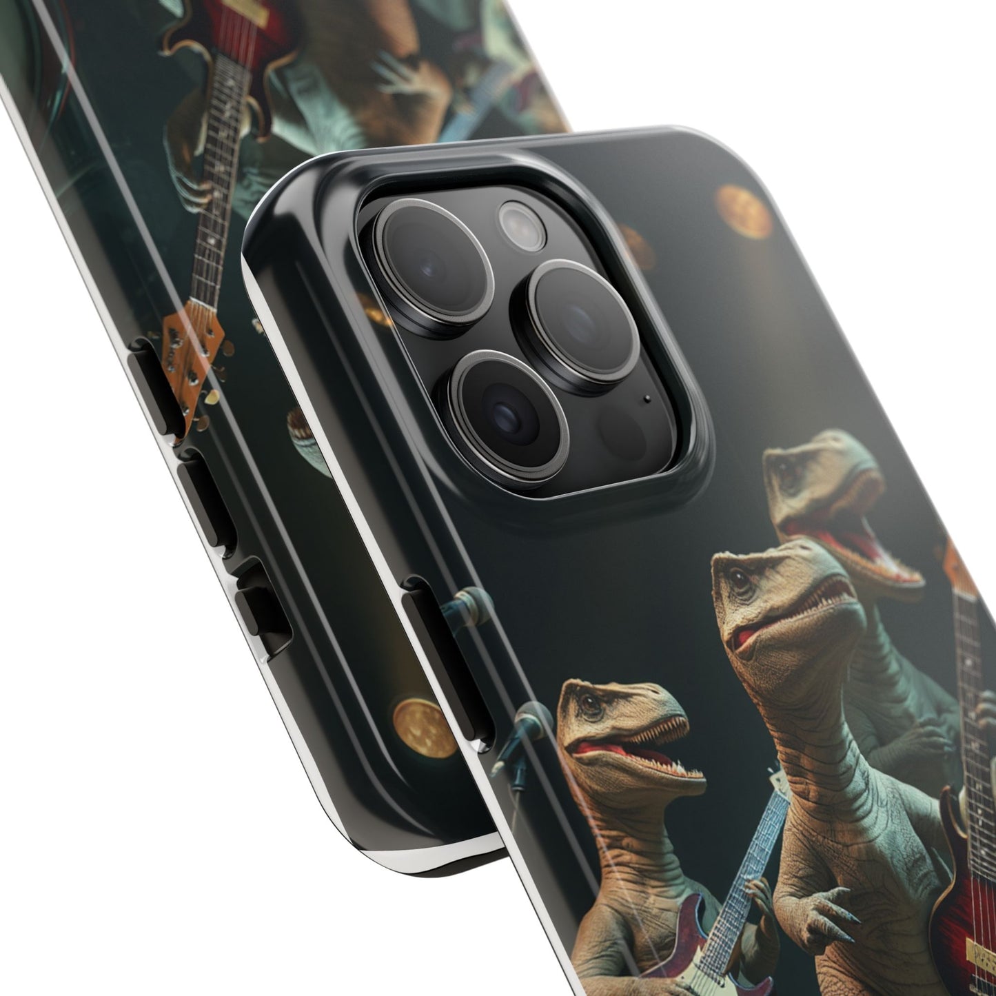 Rockin' Dinosaur Tough Phone Cases - Perfect for Music Lovers and Kids!