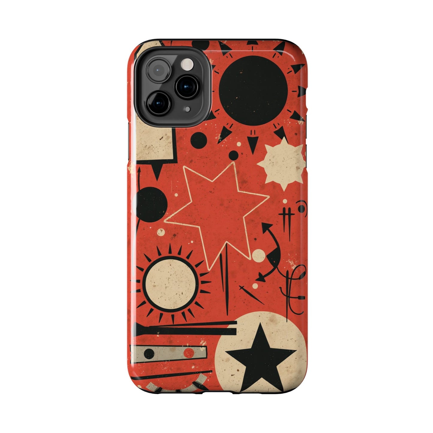 Retro Bold Tough Phone Case - Unique Geometric Design - for iPhone