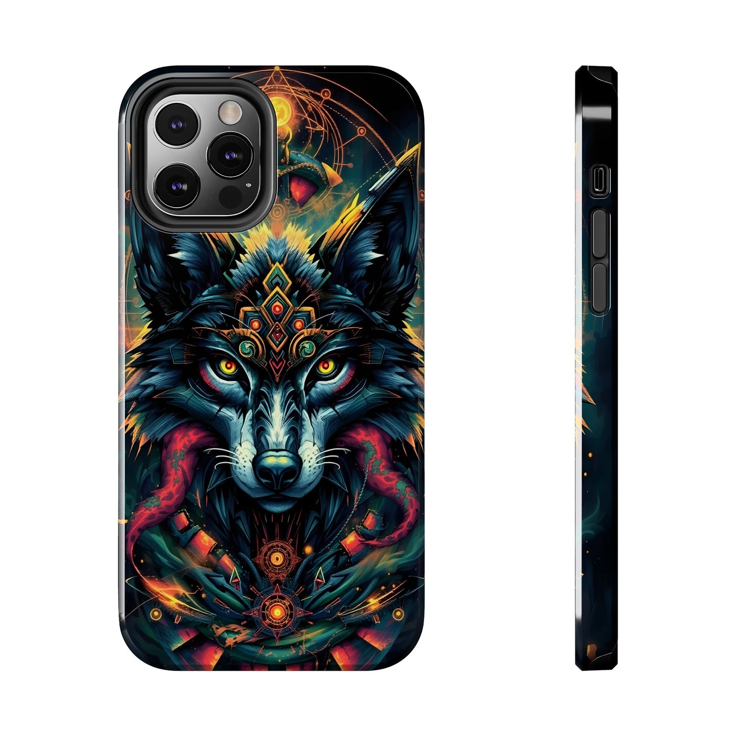 Vibrant Mystical Wolf Art Tough Phone Case - Durable & Unique Design for Animal Lovers - for iPhone