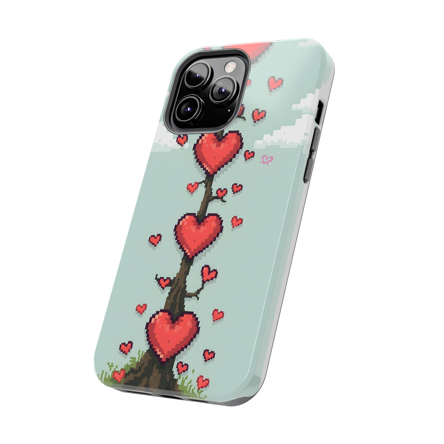 Pixelated Love Hearts Tree | Tough Phone Case - Cute Design - for iPhone