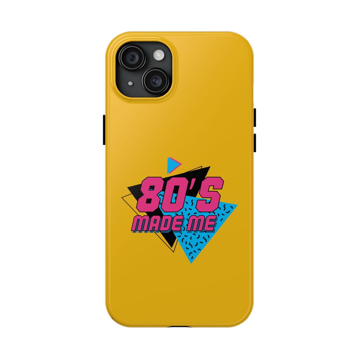 80's Made Me Tough Phone Case - Retro Yellow Silicone Cover - for iPhone