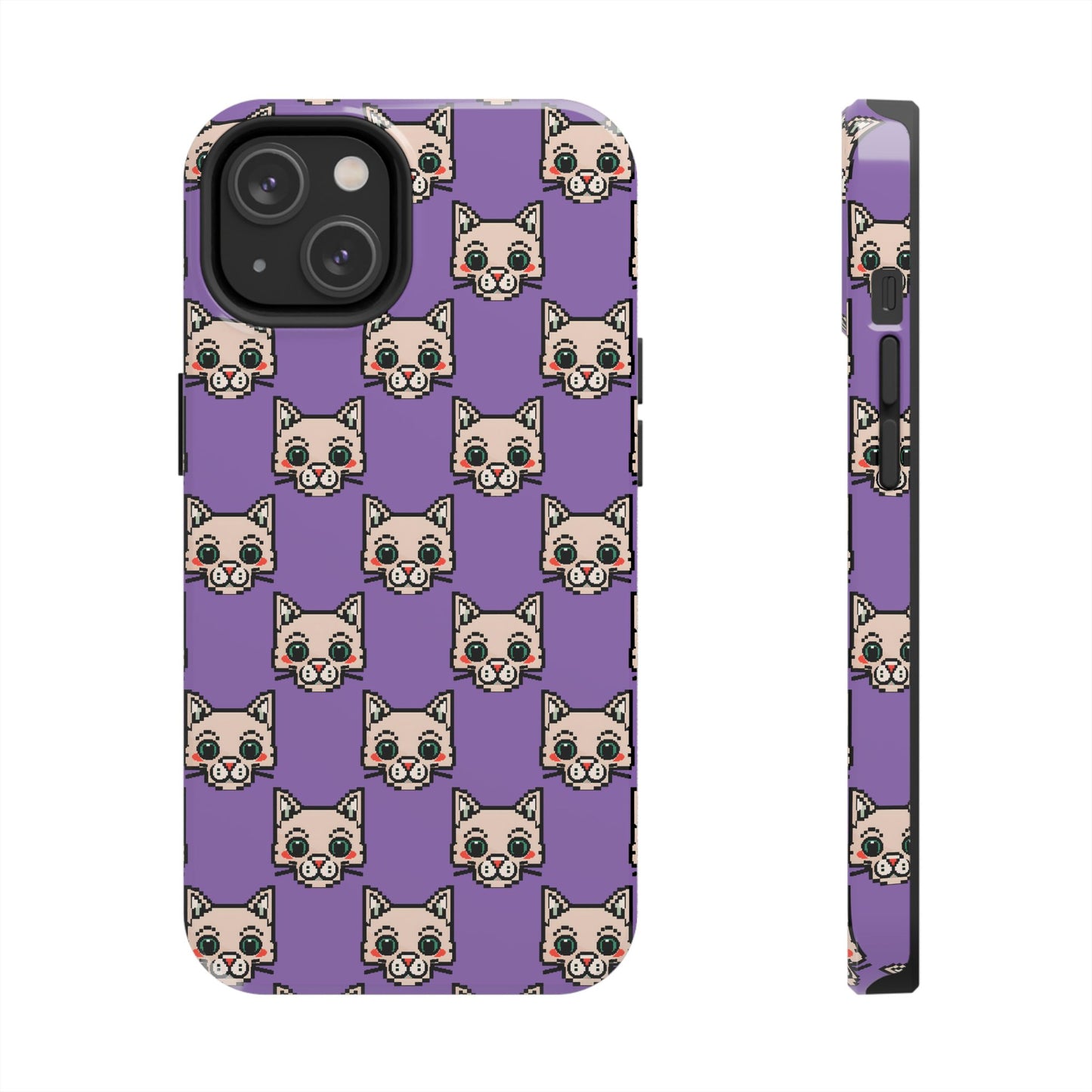 Cute Pixel Cat Tough Phone Case – Fun and Durable Protection for Cat Lovers - for iPhone