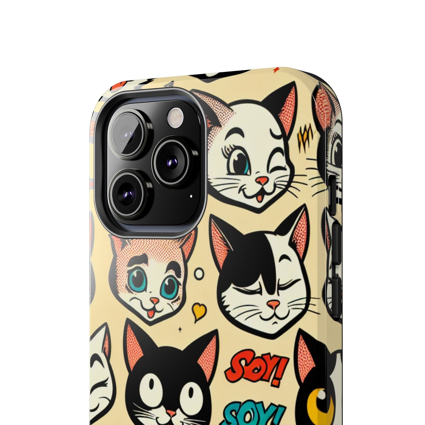 Playful Cat-Themed Tough Phone Case - Pet Pattern - for iPhone