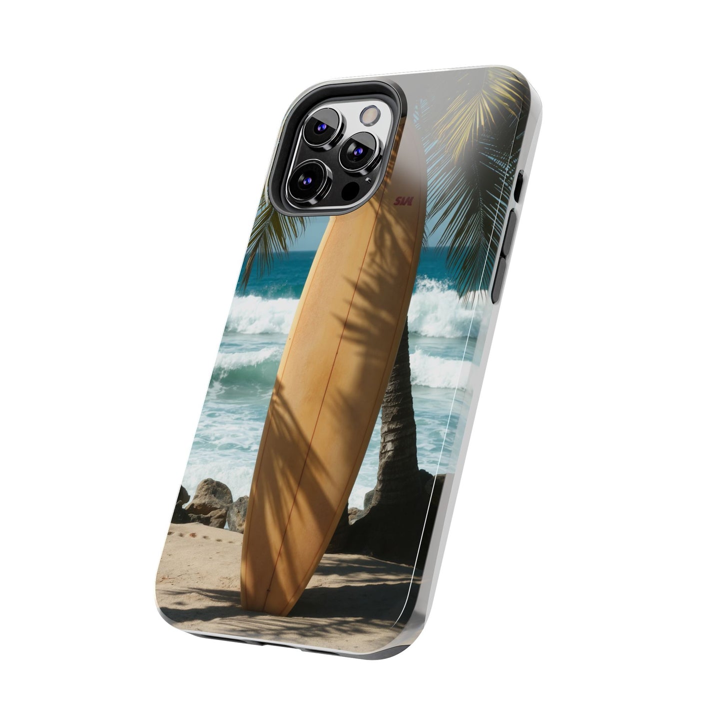 Tough Surfing Phone Case - Beach Vibes with Palm Trees & Surfboard