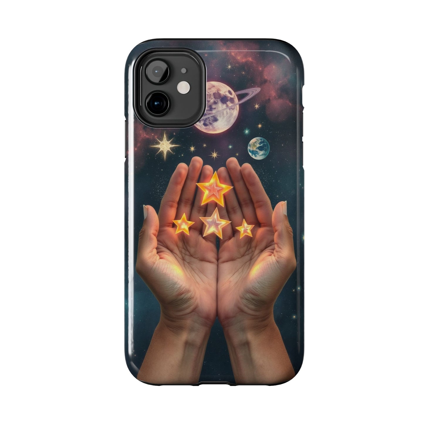 Galaxy Hands Tough Phone Case - Celestial Design for Star Lovers