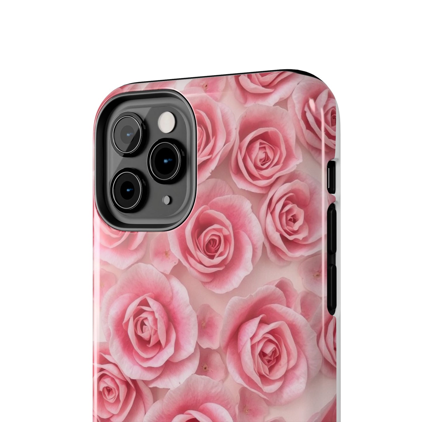 Floral Tough Phone Case - Pink Rose Design, Durable Protection for Flower Lovers