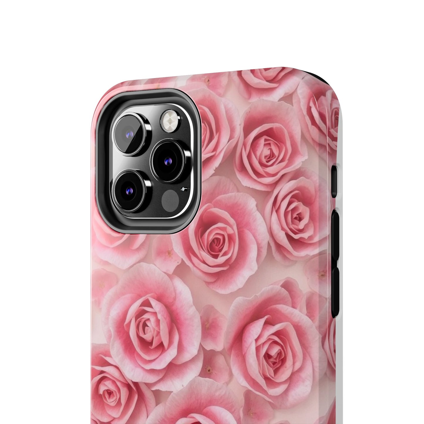 Floral Tough Phone Case - Pink Rose Design, Durable Protection for Flower Lovers