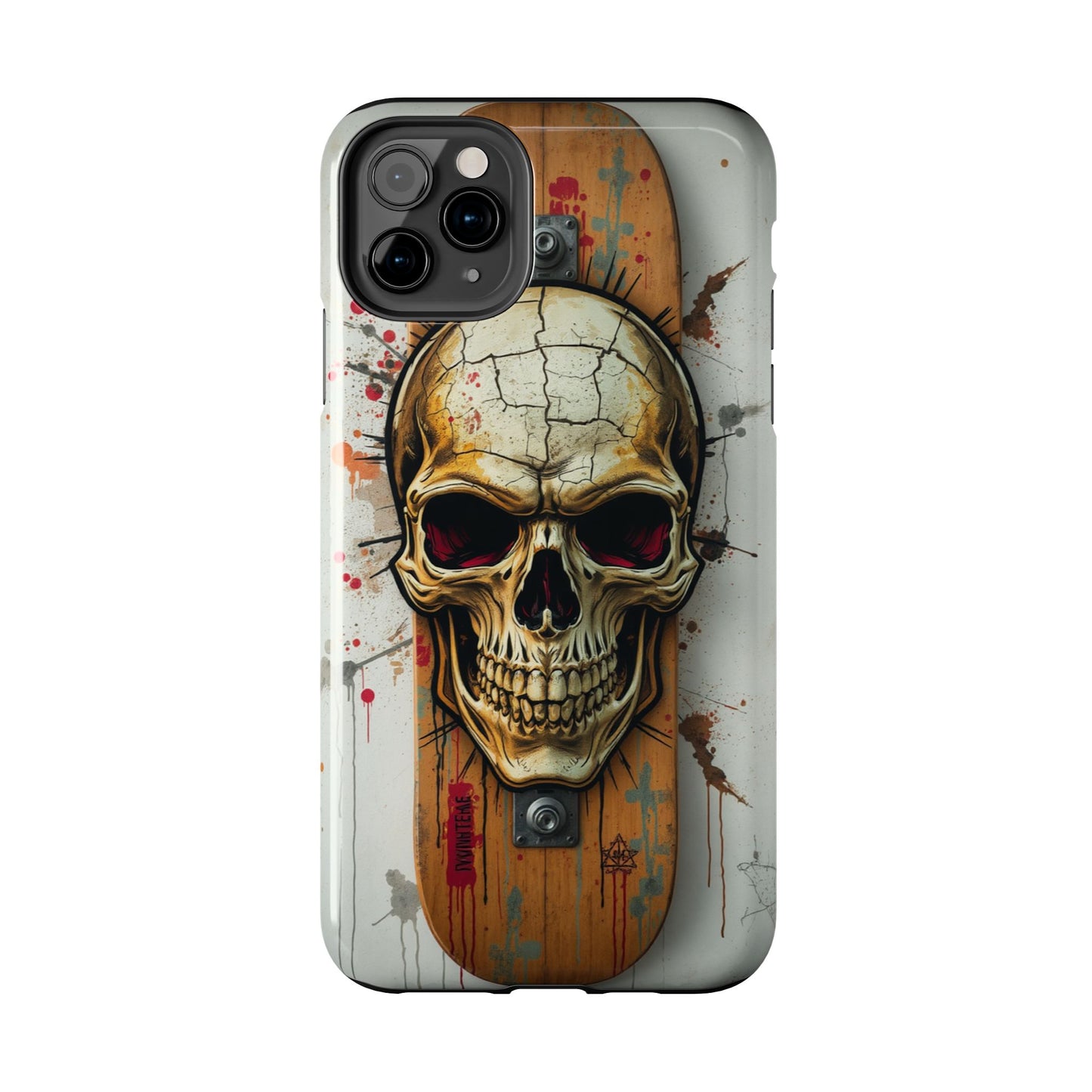 Edgy Skull Tough Phone Case - Durable Protection for Skateboard Enthusiasts