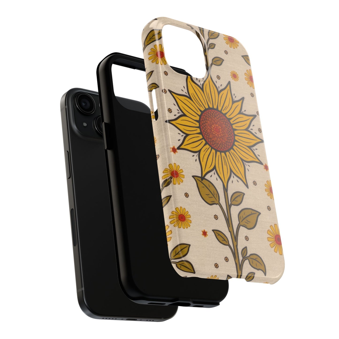 Bright Sunflower Origins Tough Phone Case - Floral Design for Nature Lovers - for iPhone