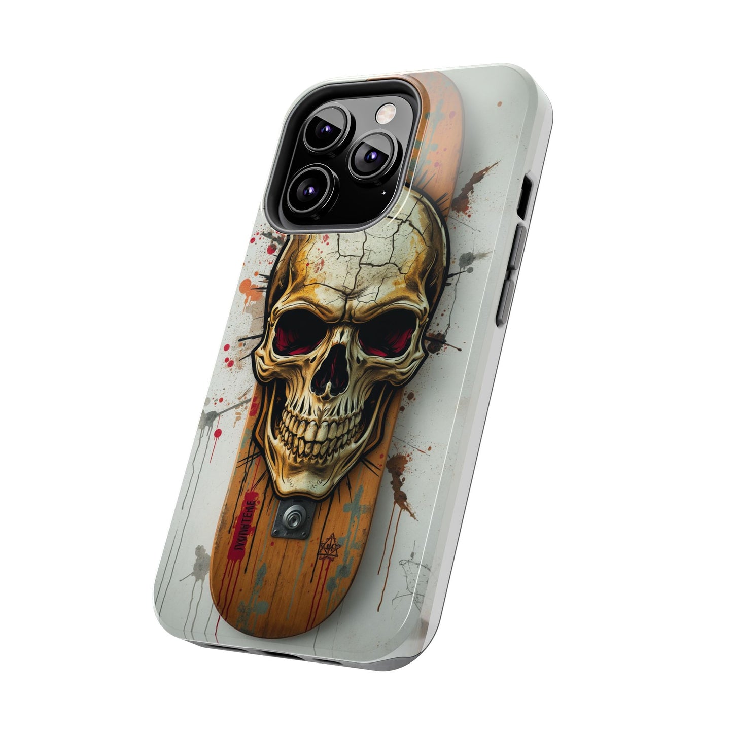 Edgy Skull Tough Phone Case - Durable Protection for Skateboard Enthusiasts