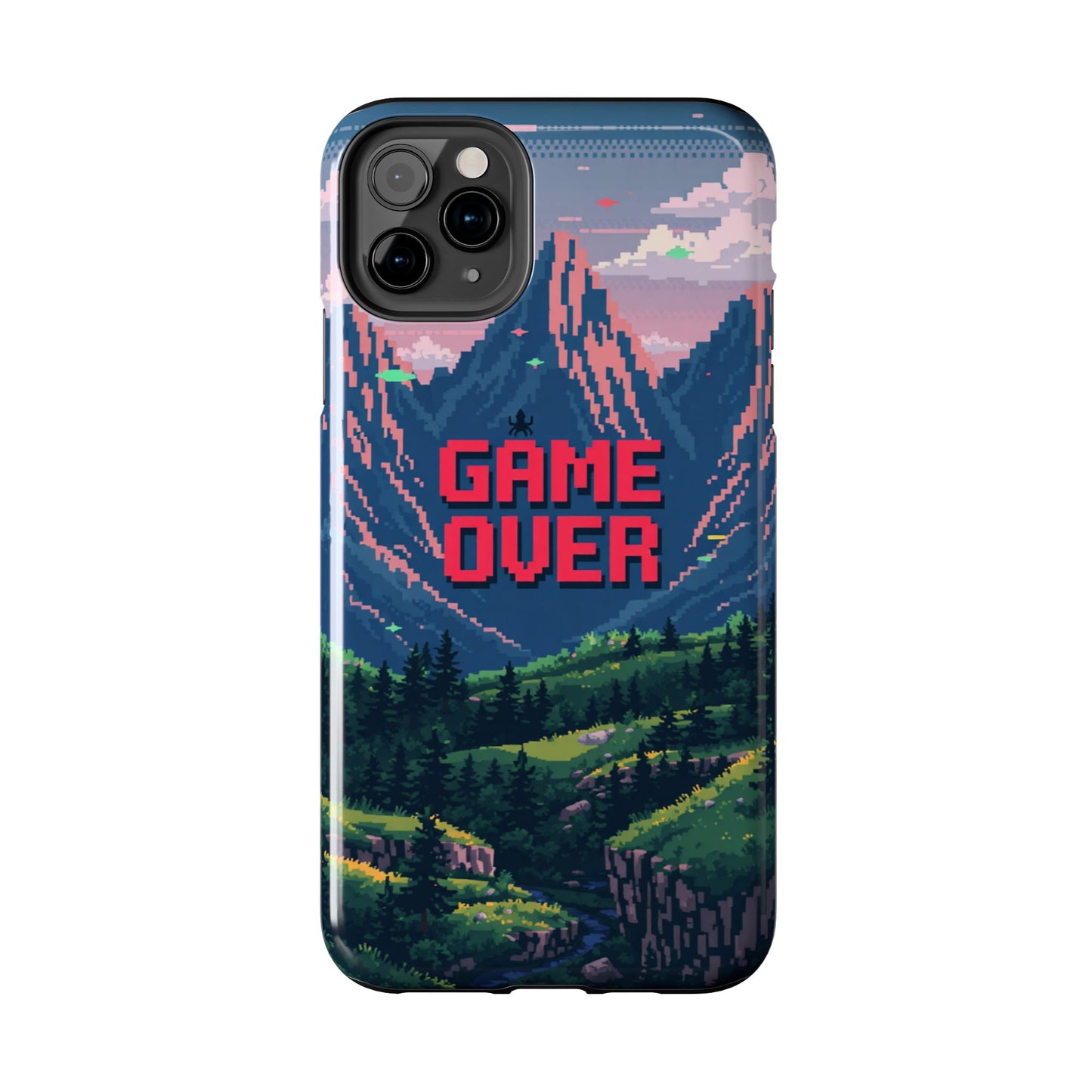 Pixel Art Tough Phone Case - 'Game Over' Design for Gamers