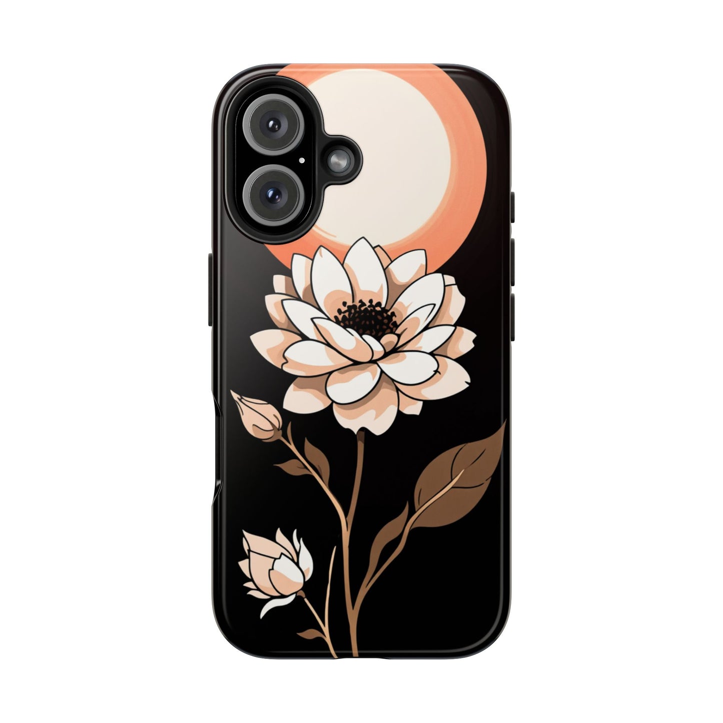 Elegant Contrast Floral Tough Phone Case - Stylish Protection for Your Device - for iPhone