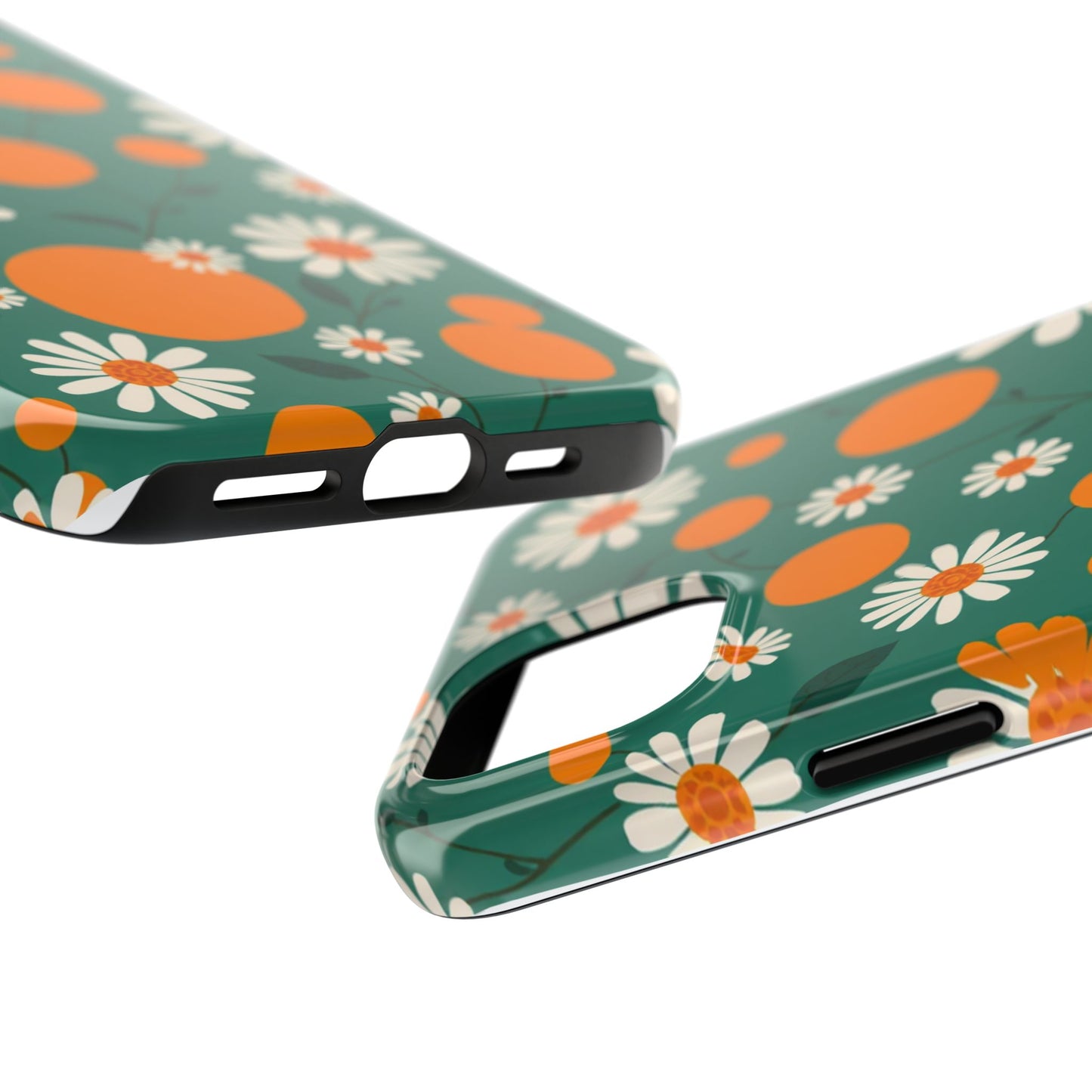 Floral Tough Phone Case - Daisy & Orange Design