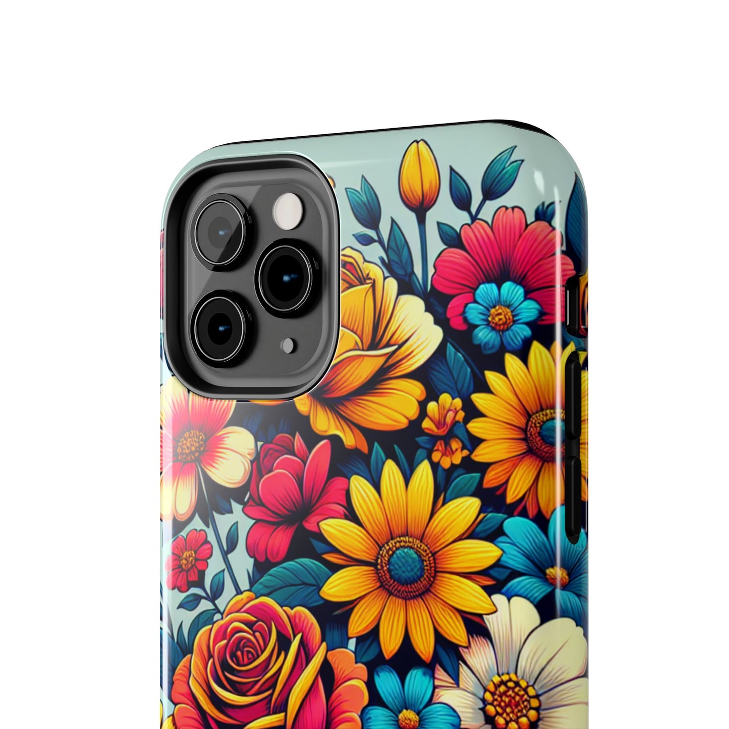 Vibrant Floral Tough Phone Case - Colorful Flower Design - for iPhone