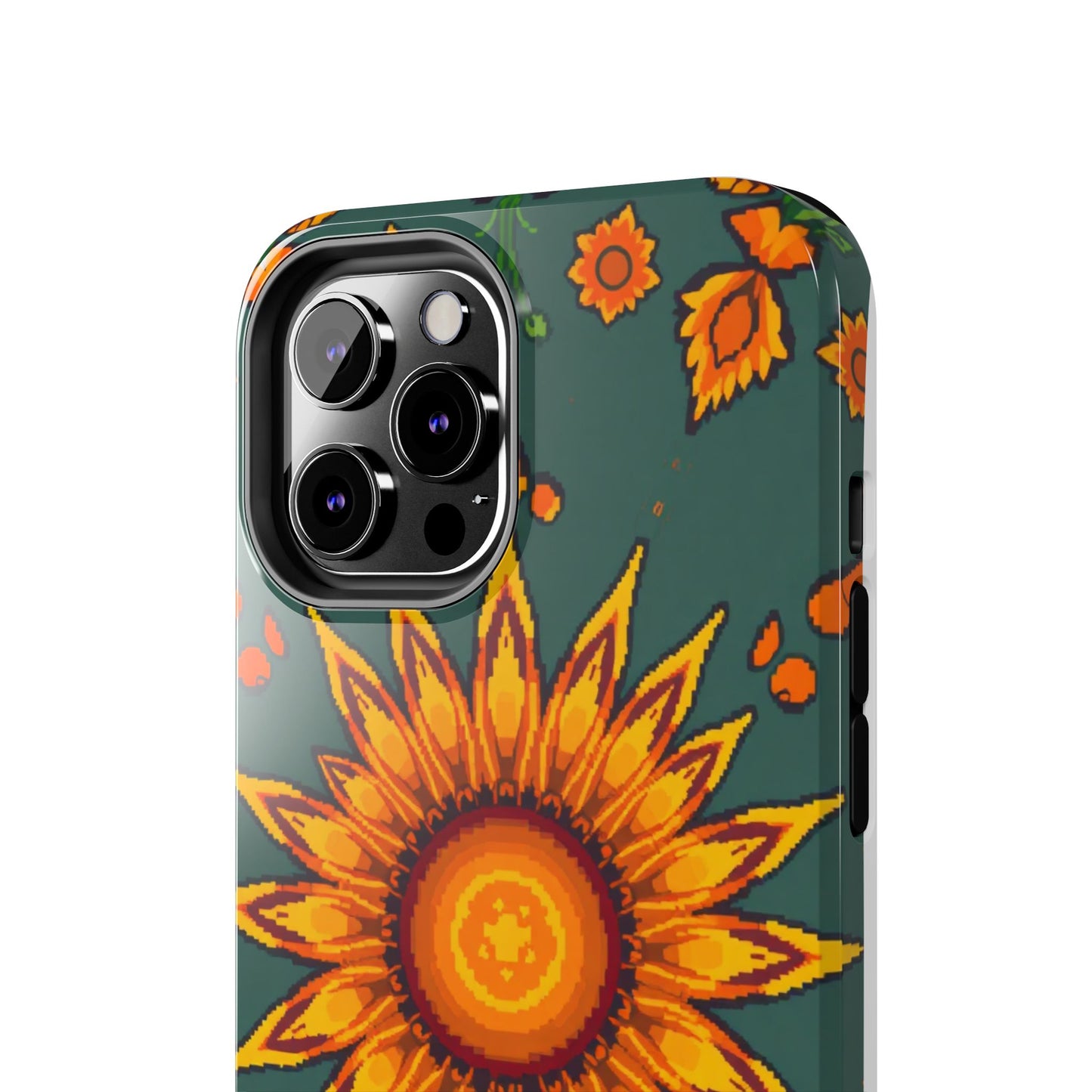 Pixelated Vibrant Floral Tough Phone Case | Sunflower Design for Nature Lovers - for iPhone