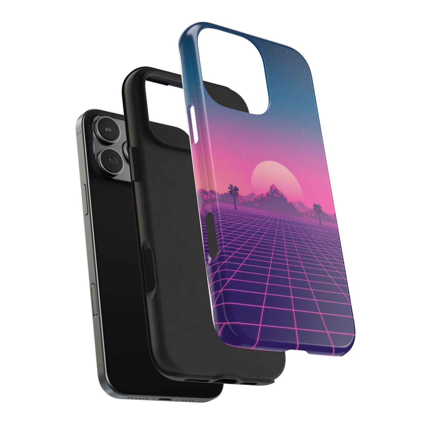 Retro Aesthetic Tough Phone Case - Vibrant Sunset Design
