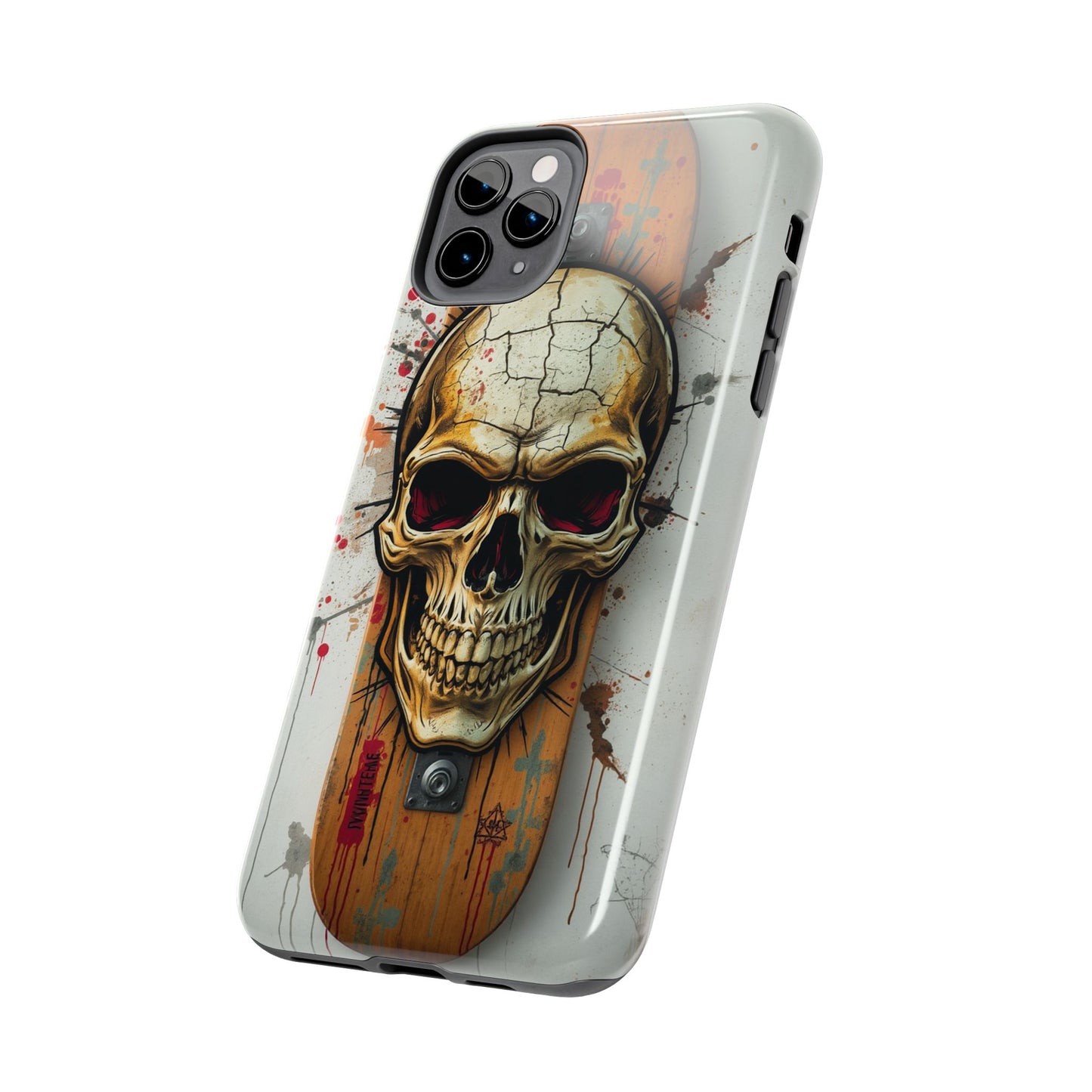 Edgy Skull Tough Phone Case - Durable Protection for Skateboard Enthusiasts