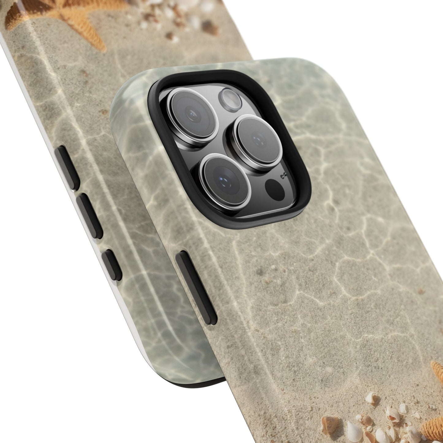 Beach-Inspired Tough Phone Case with Starfish and Seashell Design