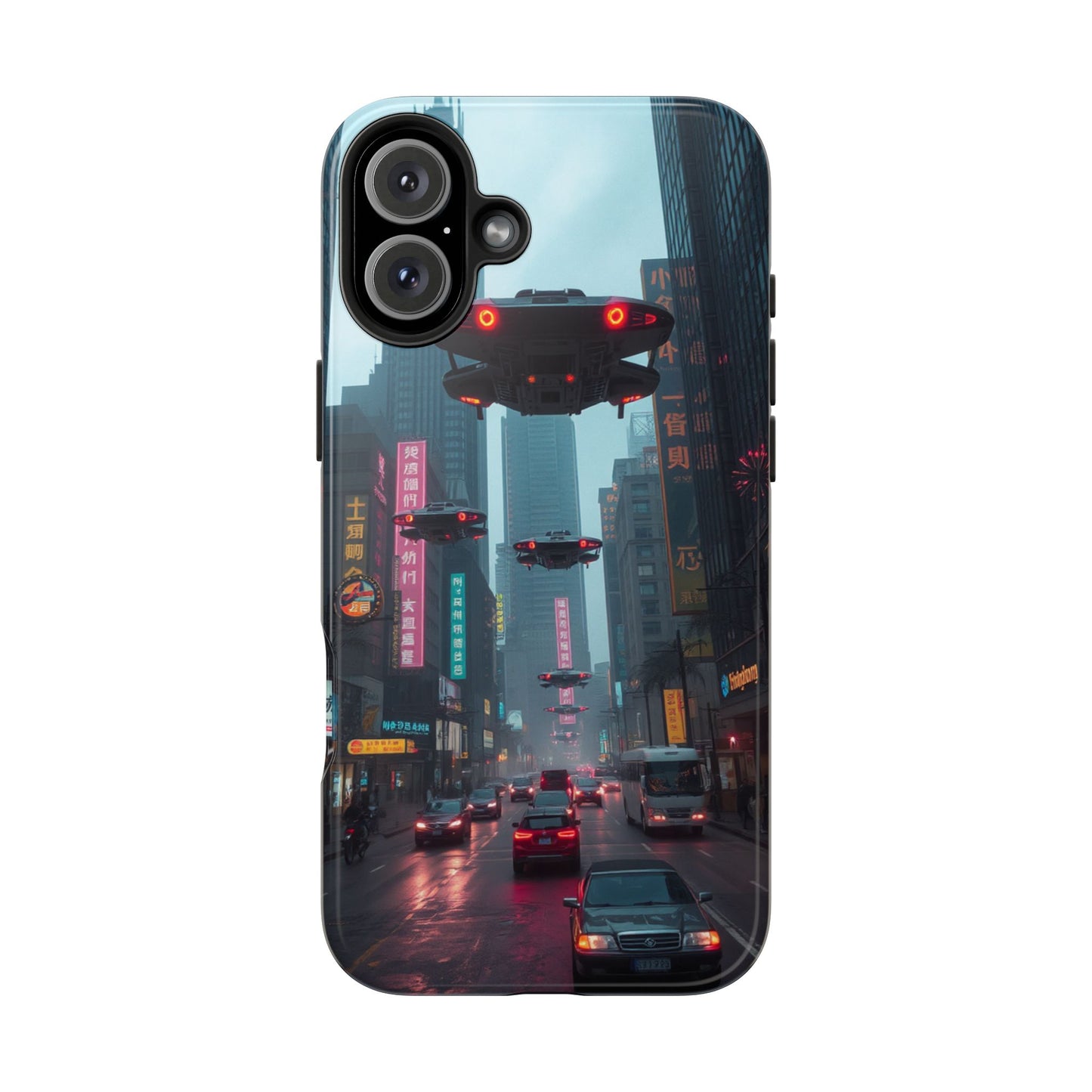 Futuristic City Tough Phone Case - Sci-Fi Design for Urban Explorers