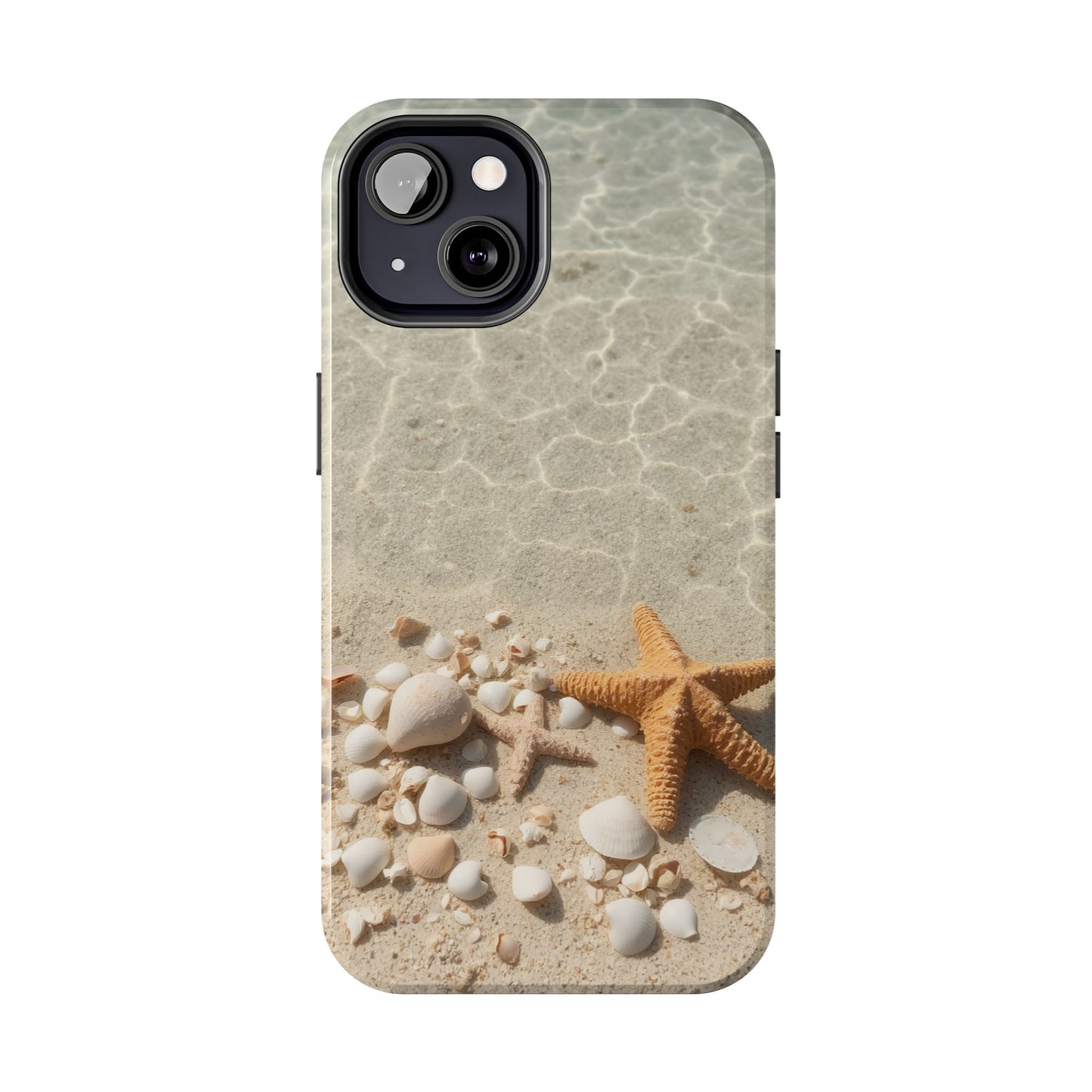 Beach-Inspired Tough Phone Case with Starfish and Seashell Design