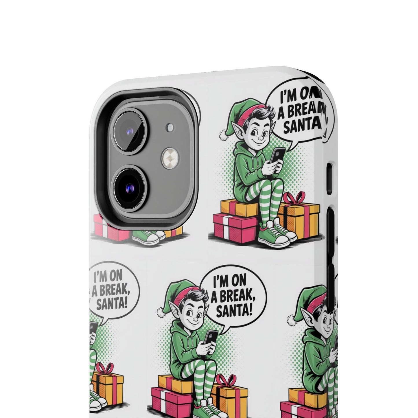Christmas Elf Tough Phone Case - I'm on a Break, Santa Pattern!
