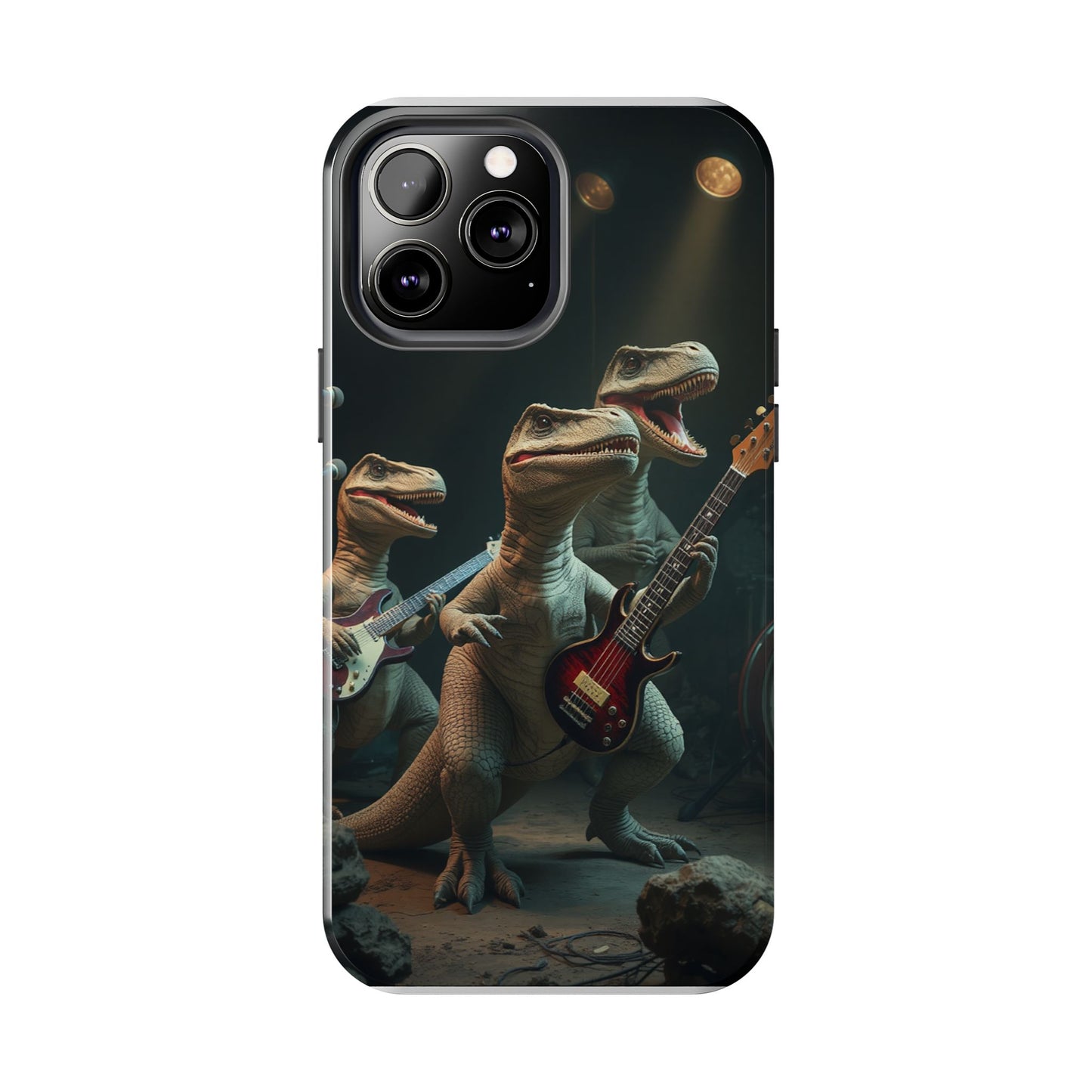 Rockin' Dinosaur Tough Phone Cases - Perfect for Music Lovers and Kids!