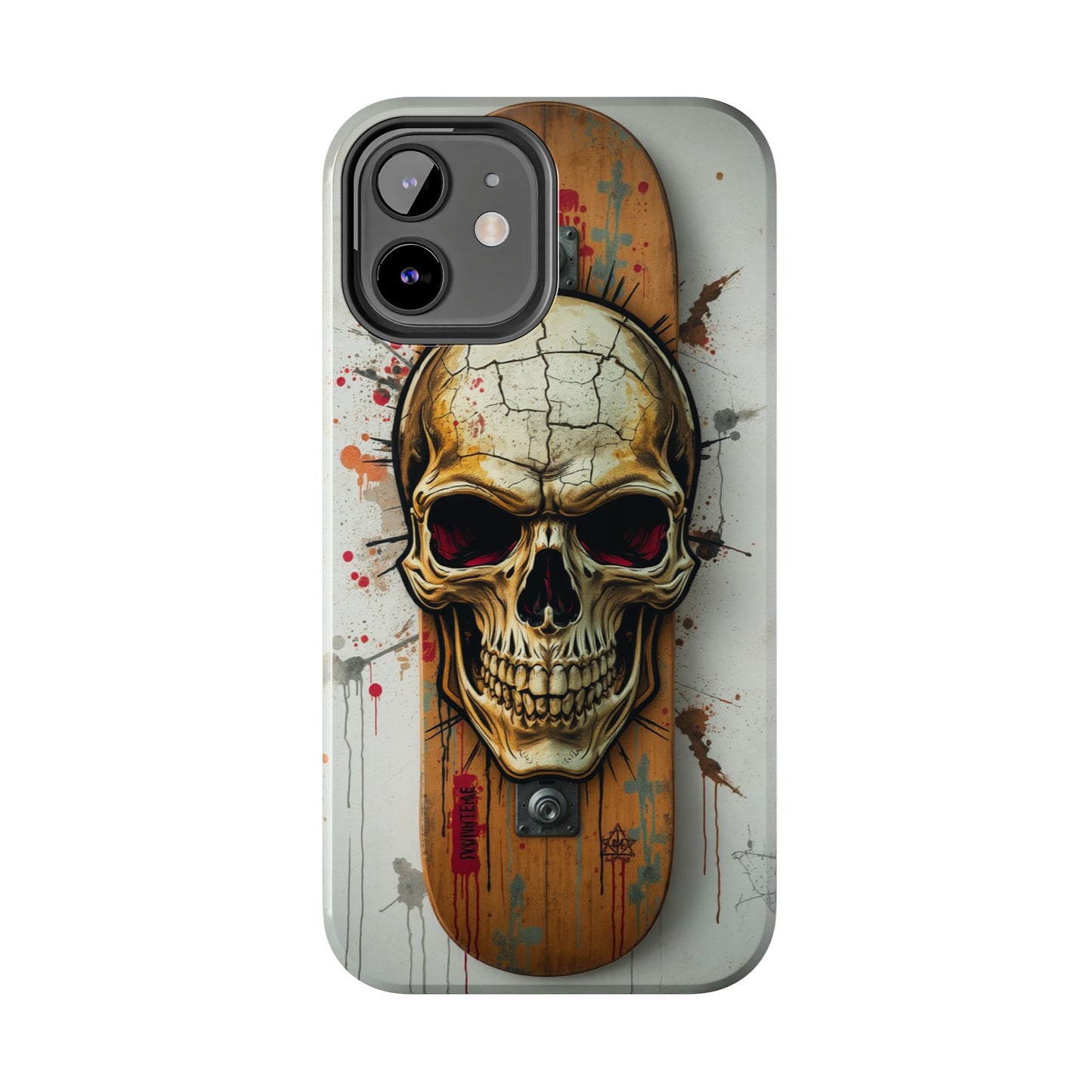 Edgy Skull Tough Phone Case - Durable Protection for Skateboard Enthusiasts