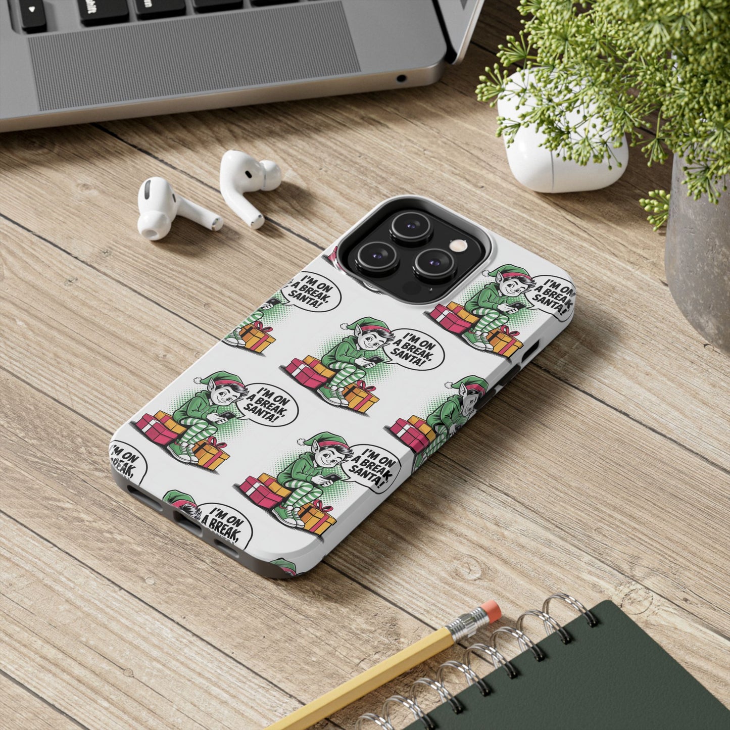 Christmas Elf Tough Phone Case - I'm on a Break, Santa Pattern!