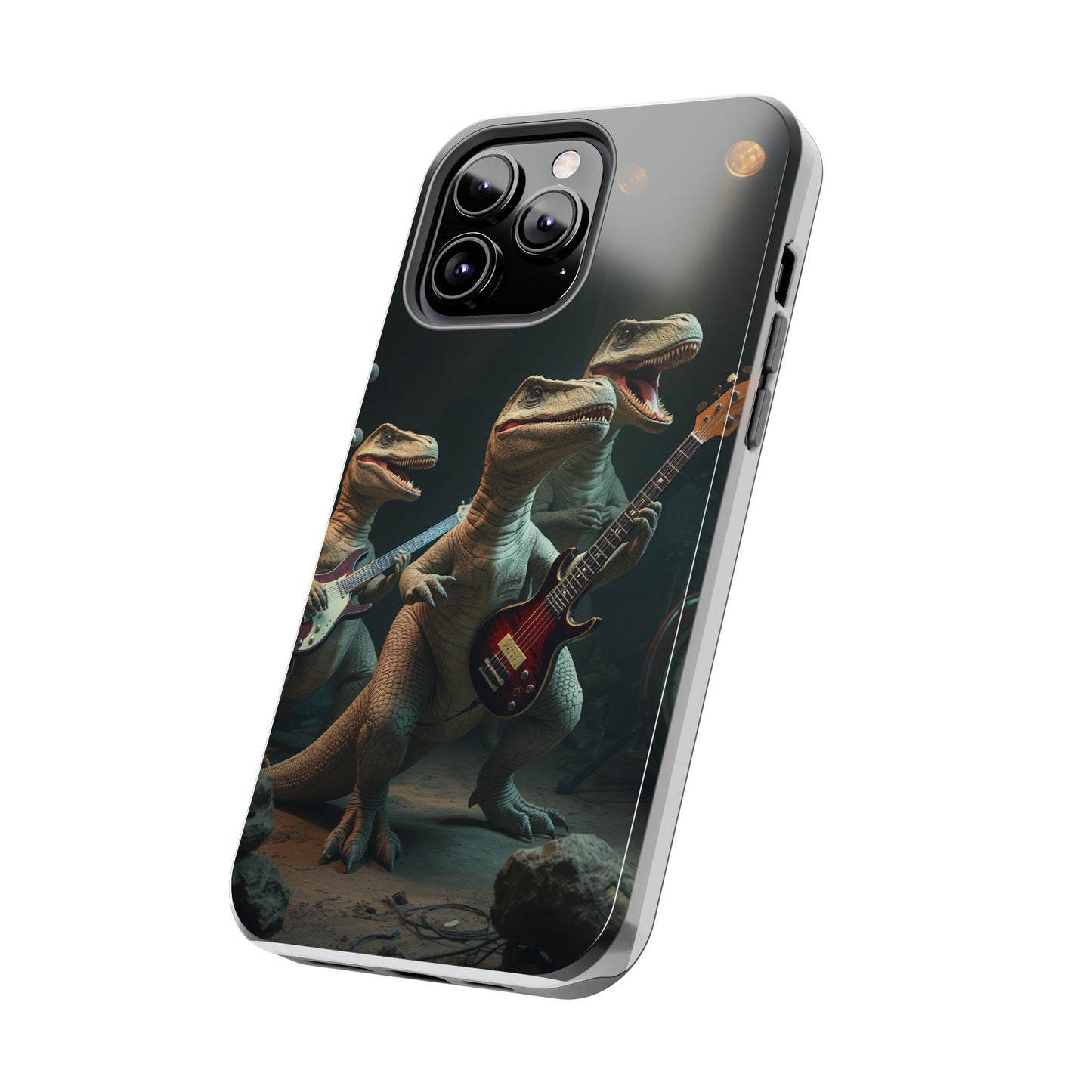 Rockin' Dinosaur Tough Phone Cases - Perfect for Music Lovers and Kids!