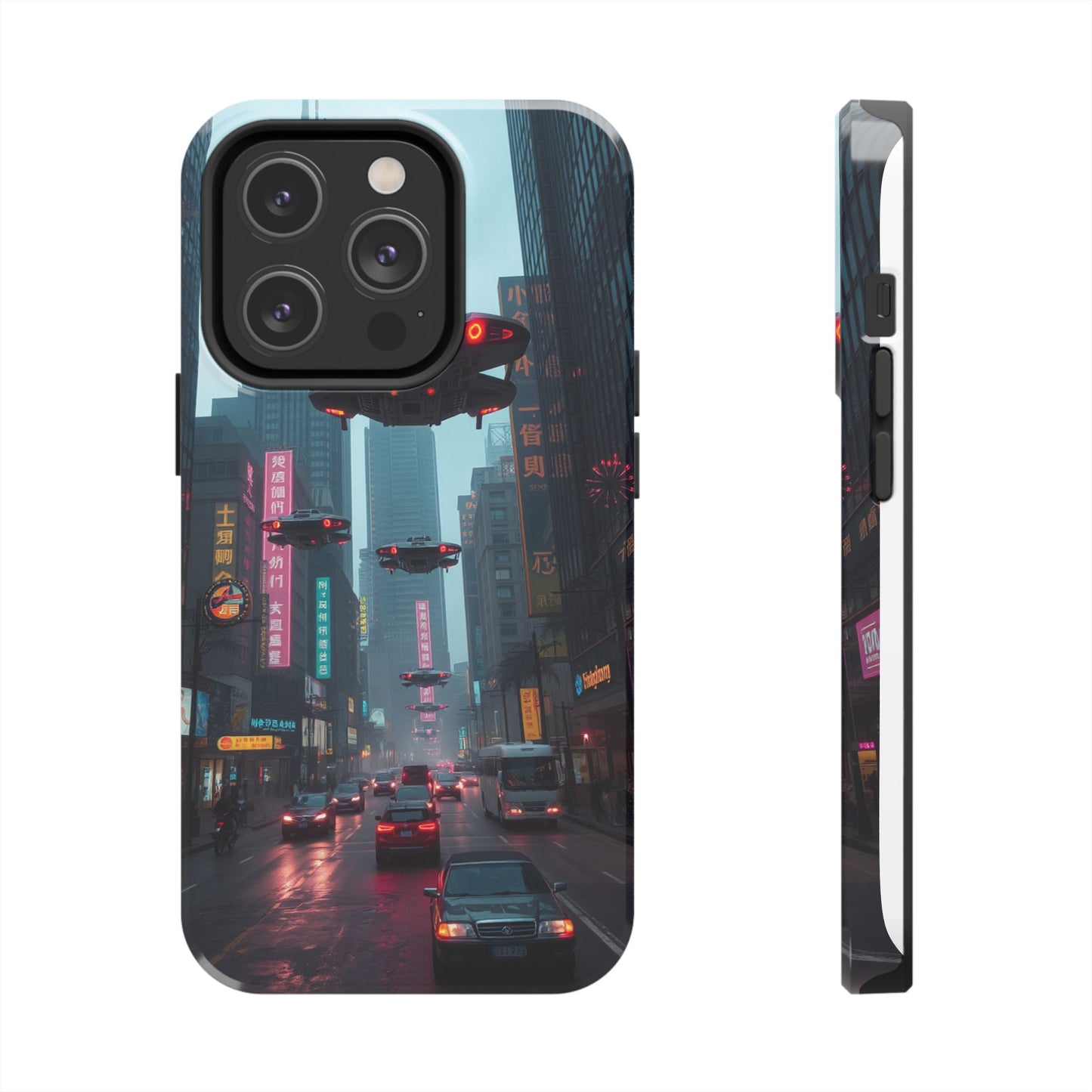Futuristic City Tough Phone Case - Sci-Fi Design for Urban Explorers