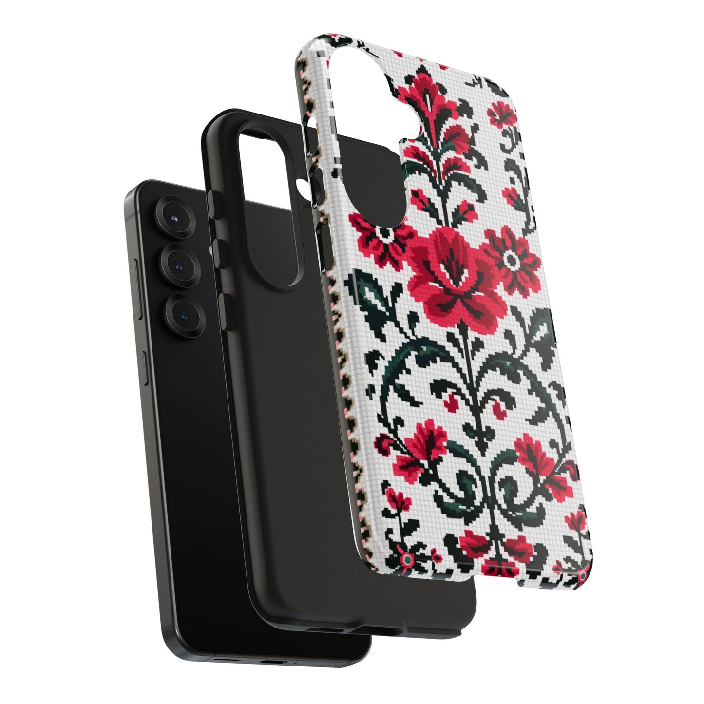 Traditional Floral Knit Tough Phone Cases - Durable Protection with Vintage Style - for iPhone