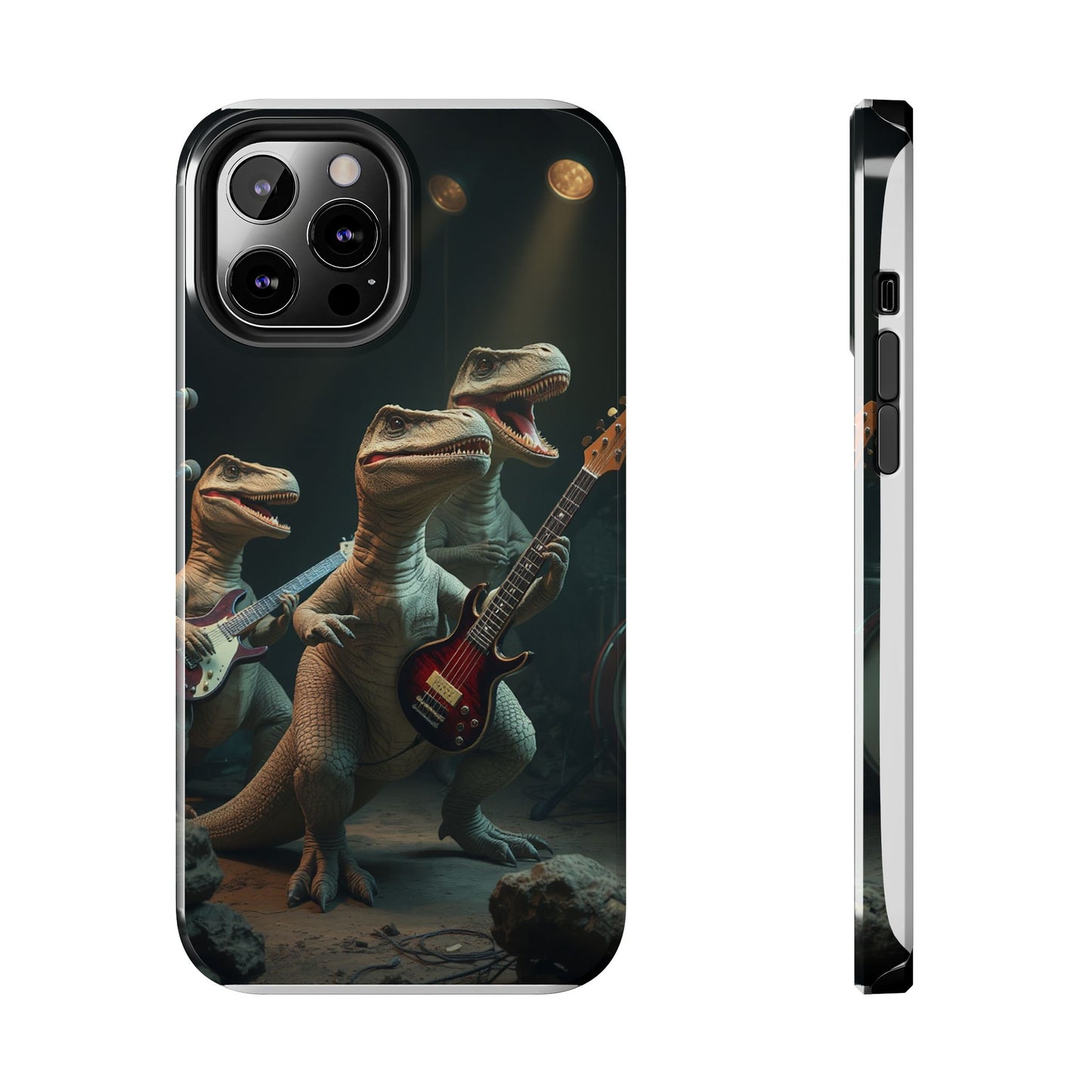 Rockin' Dinosaur Tough Phone Cases - Perfect for Music Lovers and Kids!