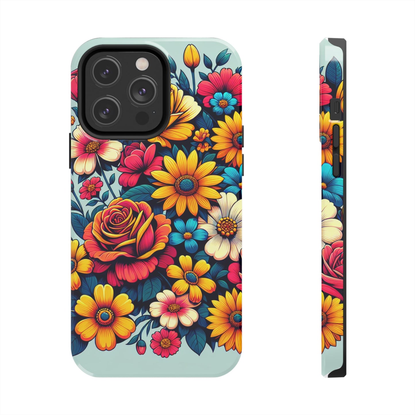 Vibrant Floral Tough Phone Case - Colorful Flower Design - for iPhone