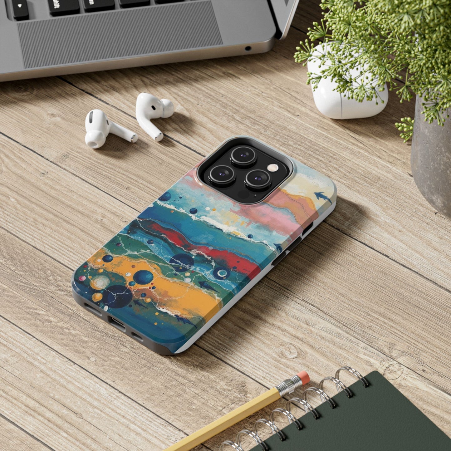 Artistic Tough Phone Case - Vibrant Waves Design for Unique Style